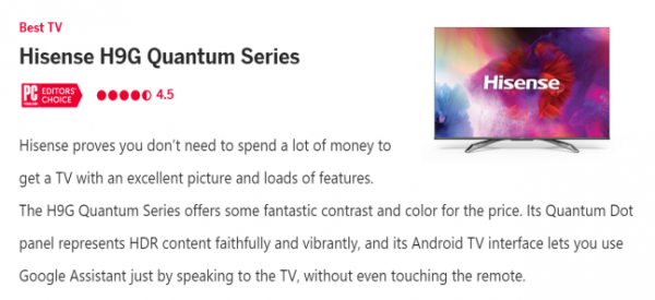 PC Mag：海信ULED電視、Apple、Netflix入選“2020最佳科技產品”