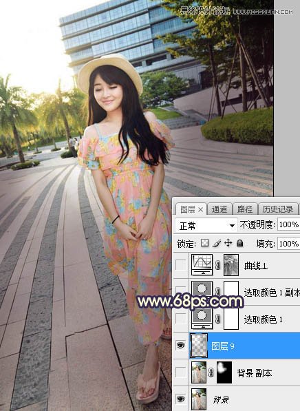 ps給公園外景人像添加夕陽光效效果