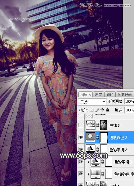 ps給公園外景人像添加夕陽光效效果