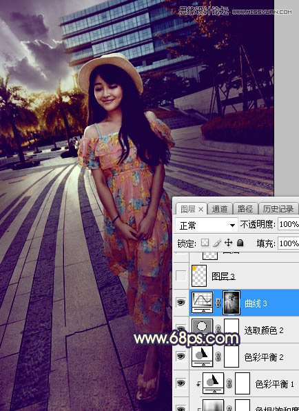 ps給公園外景人像添加夕陽光效效果