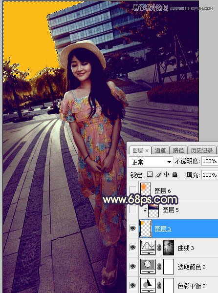 ps給公園外景人像添加夕陽光效效果