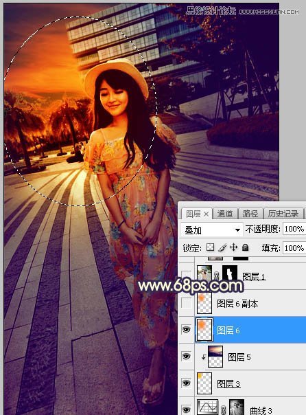 ps給公園外景人像添加夕陽光效效果