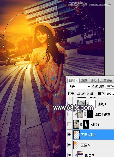 ps給公園外景人像添加夕陽光效效果