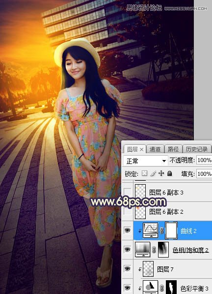 ps給公園外景人像添加夕陽光效效果