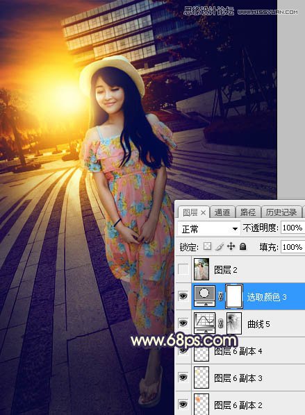 ps給公園外景人像添加夕陽光效效果