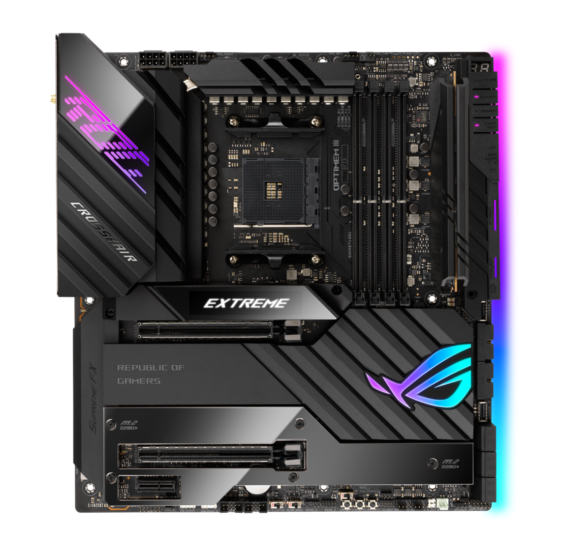 華碩發布 ROG Crosshair VIII Extreme X570 主板:5 個 M.2 插槽