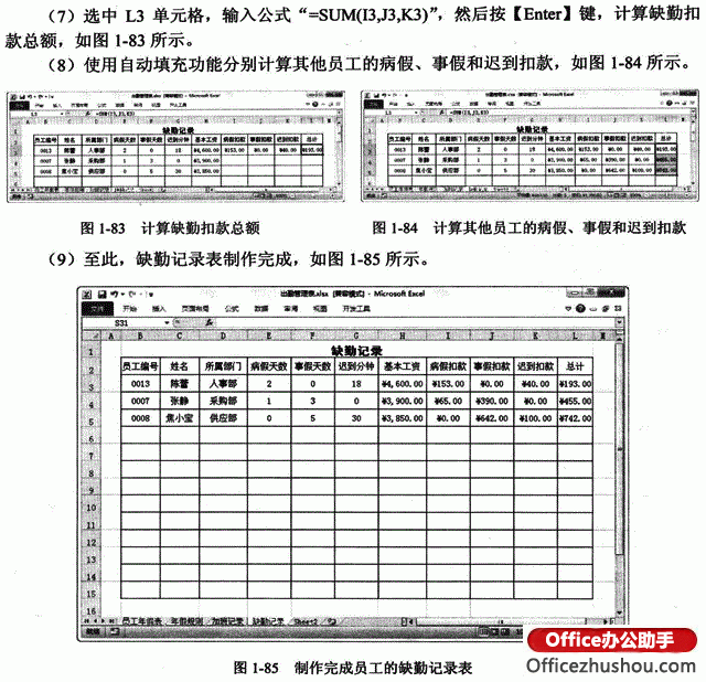 excel員工缺勤工資怎么算 圖文詳解如何利用Excel 2010制作員工的缺勤記錄表