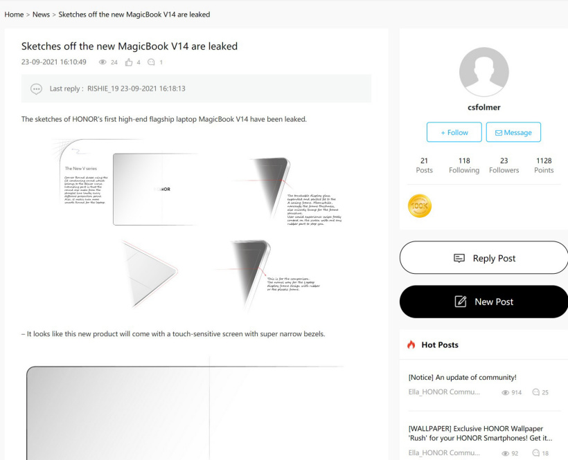 榮耀 MagicBook V14 曝光，搭載可觸控全面屏，極窄邊框 + 高屏占比