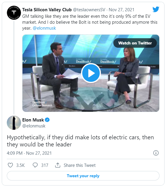 通用自稱是電動汽車領導者 特斯拉CEO馬斯克回應：數量遠遠不夠