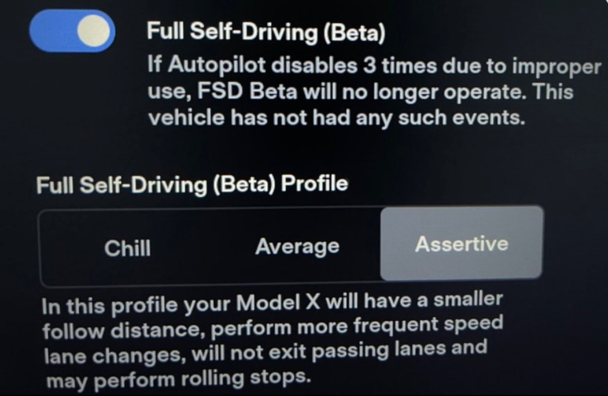 特斯拉 FSD 全自動(dòng)駕駛?cè)N模式曝光：可選擇“刺激一把”或“慢慢開”