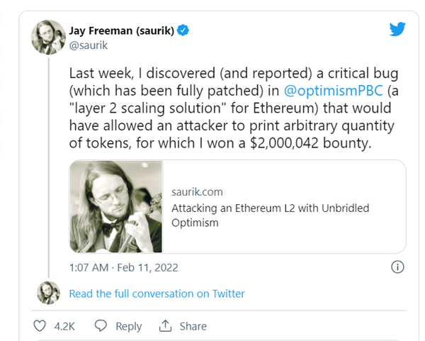 因發(fā)現(xiàn)以太坊關(guān)鍵漏洞，蘋果 iOS 越獄之父獲獎 200 萬美元巨額獎金